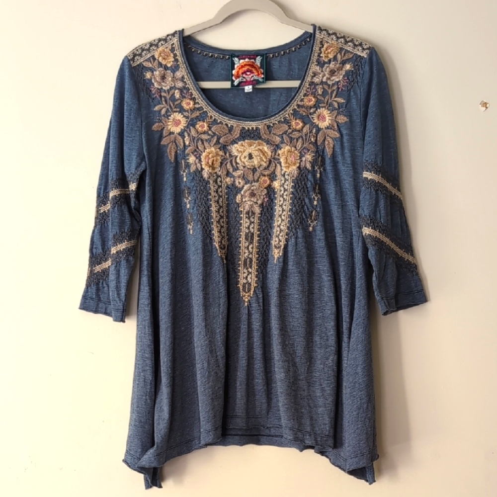 Johnny Was Marushka Embroidered Trapeze Top Size Small